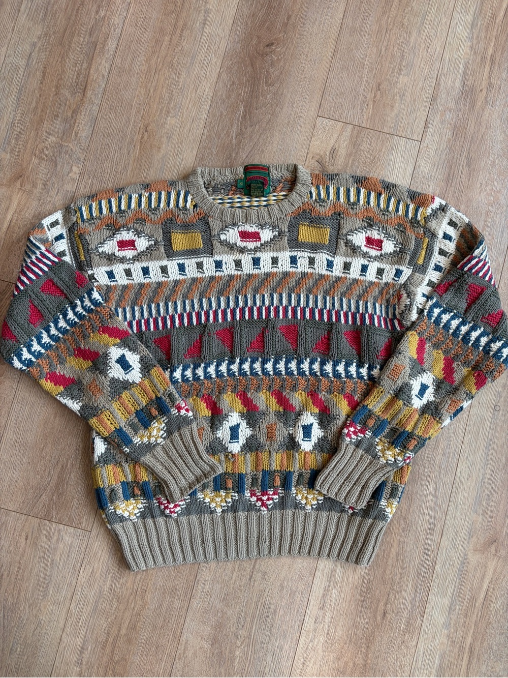 Vintage Boston Traders Limited Edition Fair Isle Novelty Knit Cotton Sweater XL